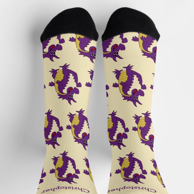 Socks Purple Dragon Design (Top)