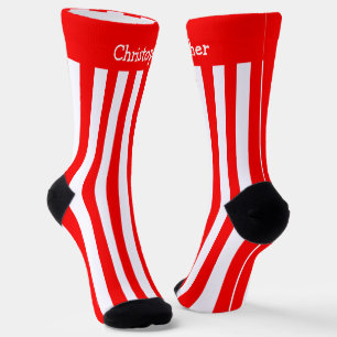 Socks Red And White Stripes Design