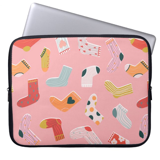 Socks seamless pattern. Cozy hand-drawn cartoon st Laptop Sleeve (Front)