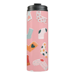 Socks seamless pattern. Cozy hand-drawn cartoon st Thermal Tumbler