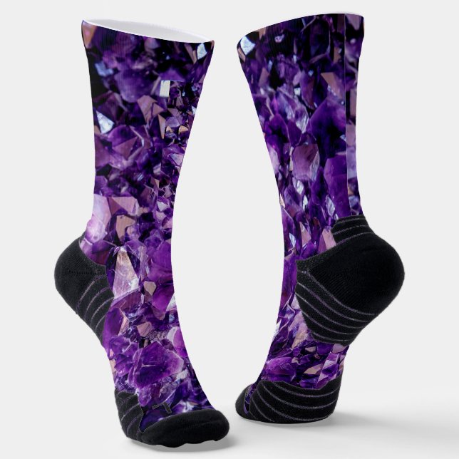 Socks That Rock Purple Amethyst Crystal Geode Gems (Angled)