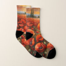 Socks with poppies field