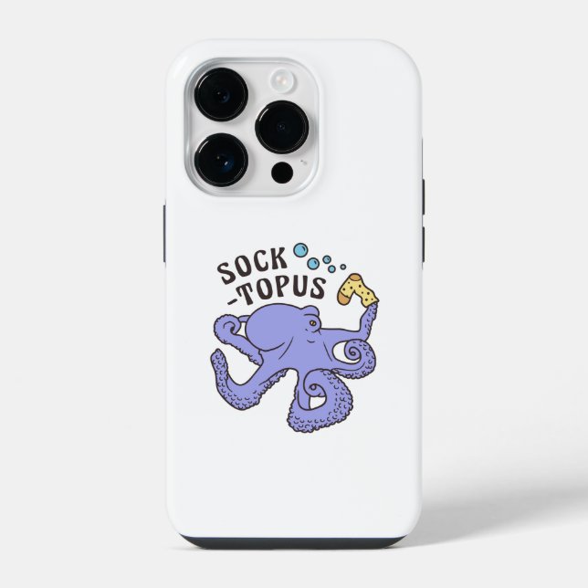 Socktopus Blue Octopus With Sock Funny Meme iPhone Case (Back)