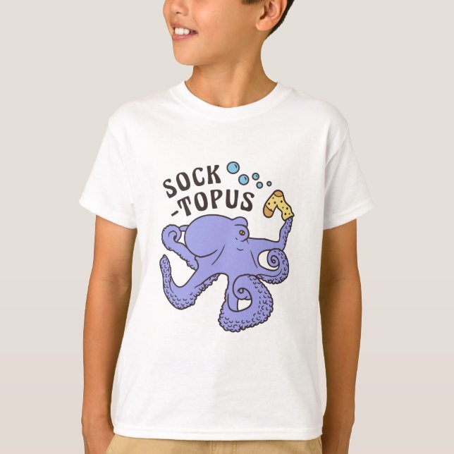 Socktopus Blue Octopus With Sock Funny Meme T-Shirt (Front)