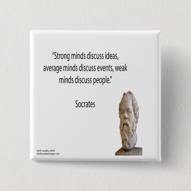 Socrates & Famous "Minds" Quote 2 Inch Square Button (Front)