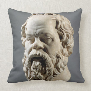 Socrates, marble head, copy from a bronze from the throw pillow