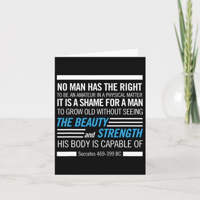 Socrates Physical Fitness Quote Bodybuilding Exerc Card (Front)