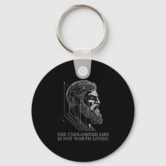 Socrates Quote Stoicism Saying Unexamined Life Phi Keychain (Front)
