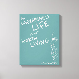 Socrates'  "Unexamined Life" Quote Canvas (Blue)