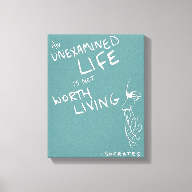 Socrates'  "Unexamined Life" Quote Canvas (Blue) (Front)