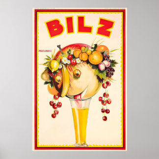 Soda Bilz Orange Juice Achille Mauzan Vintage Food Poster