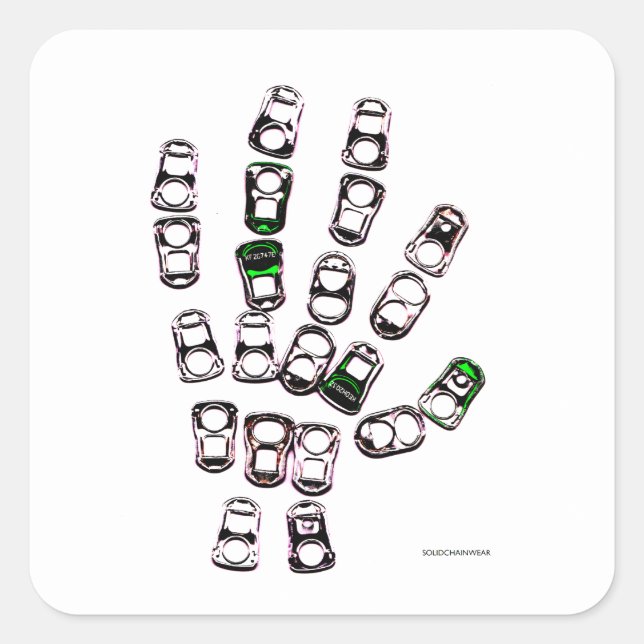 Soda can pull tab hand square sticker (Front)
