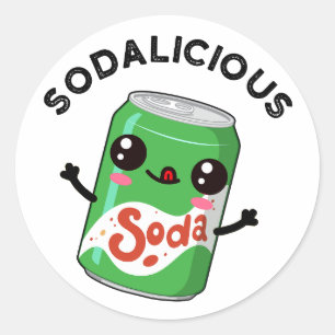 Soda-licious Funny Soda Pop Pun  Classic Round Sticker