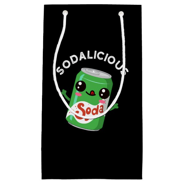 Soda-licious Funny Soda Pop Pun Dark BG Small Gift Bag (Front)