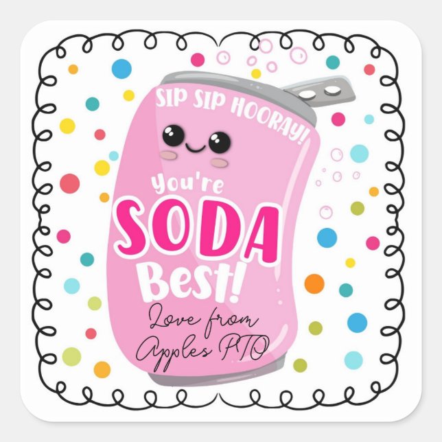 soda- lightful appreciation square sticker (Front)