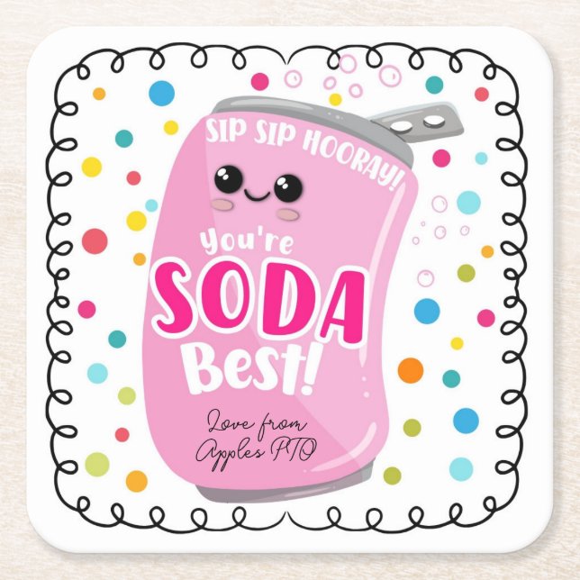 soda- lightful appreciation square sticker paper coaster (Front)
