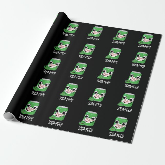 Soda Poop Funny Drink Pun Dark BG Wrapping Paper (Unrolled)