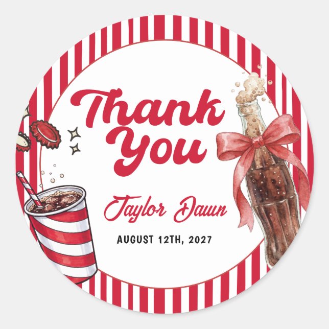 Soda Pop Baby Shower  Classic Round Sticker (Front)