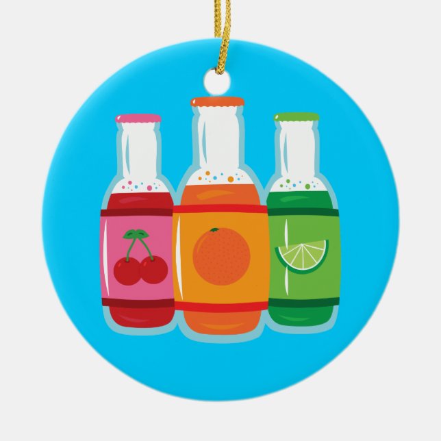 Soda Pop Bottles Ceramic Ornament (Front)