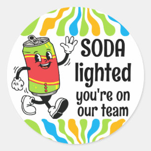 Soda pop can team employee treat award sticker