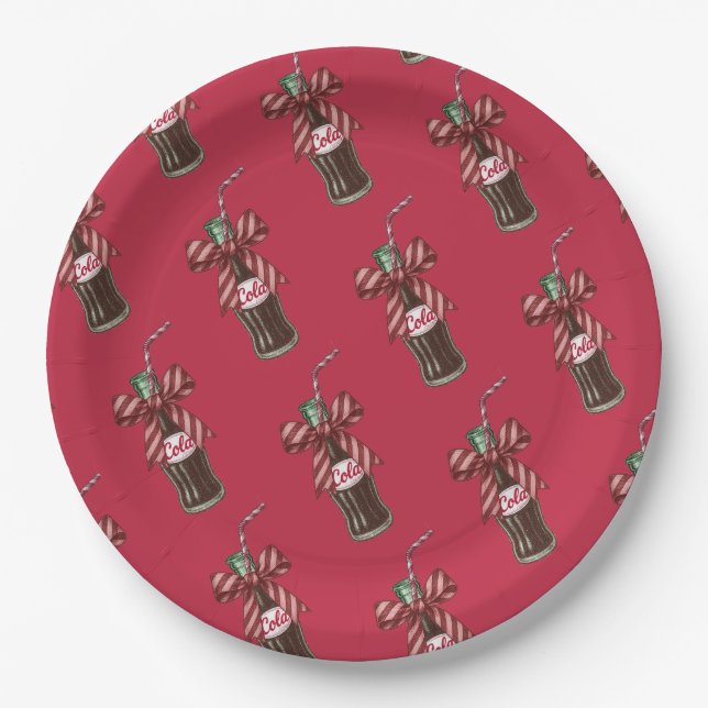 Soda Pop Cola Bottle Party Paper Plate (Front)