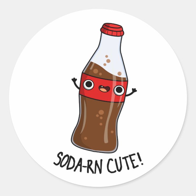 Soda-rn Cute Funny Soda Pun  Classic Round Sticker (Front)