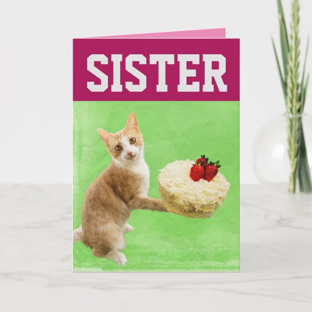 SOEUR CHAT GÂTEAU D'ANNIVERSAIRE GRANDE CARTE DE G (Devant)