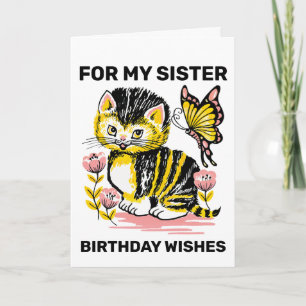 SOEUR CUTE CHAT HEUREUX CARTES D'ANNIVERSAIRE