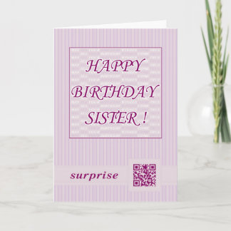 Soeur de joyeux anniversaire ! Carte de voeux