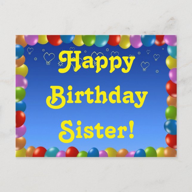 Soeur de joyeux anniversaire de carte postale (Devant)