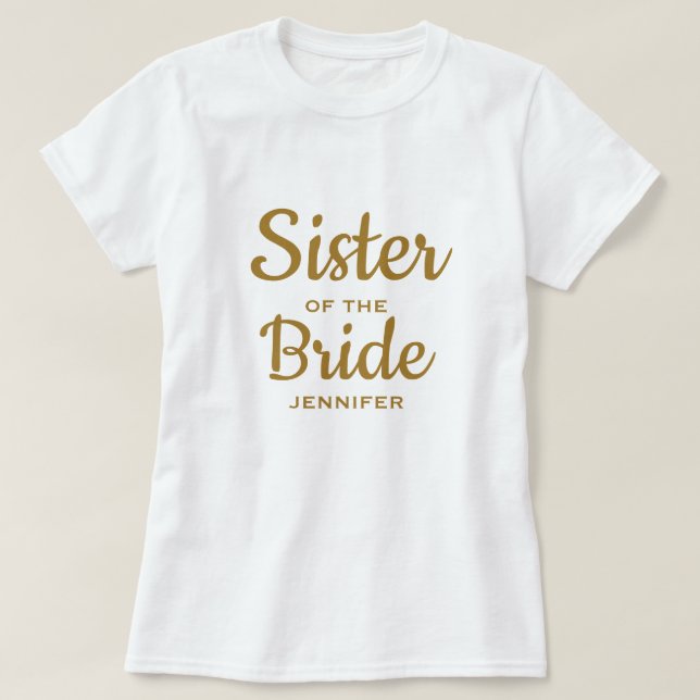 Soeur de la mariée T-shirt personnalisé (Design devant)