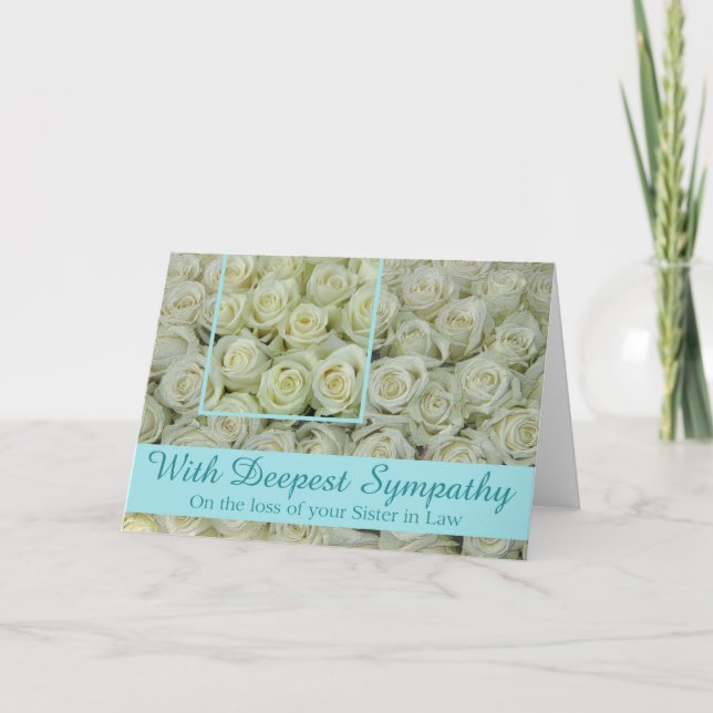 Soeur en droit Carte de sympathie avec Roses (Devant)