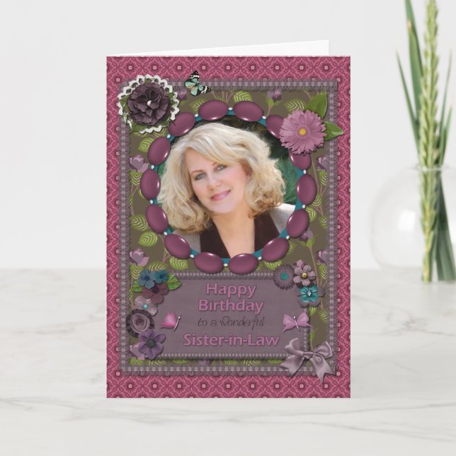 Soeur en droit, Carte photo pour un anniversaire (Devant)