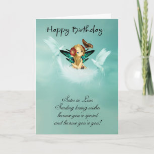 Soeur en Droit Fée Carte d'anniversaire avec les c