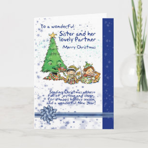Soeur Et Partenaire Carte De Noël Avec Elfes
