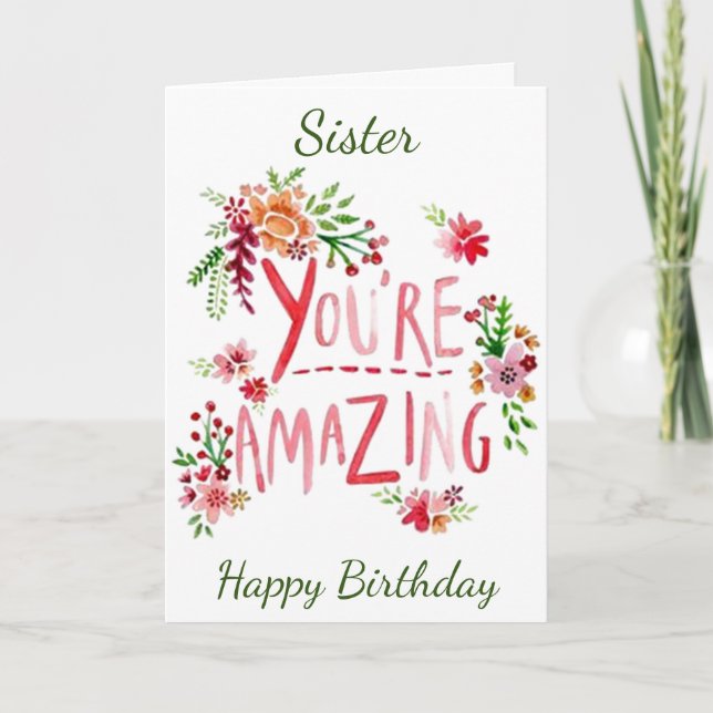 SOEUR EXTRAORDINAIRE SUR VOTRE CARTE D'ANNIVERSAIR (Devant)