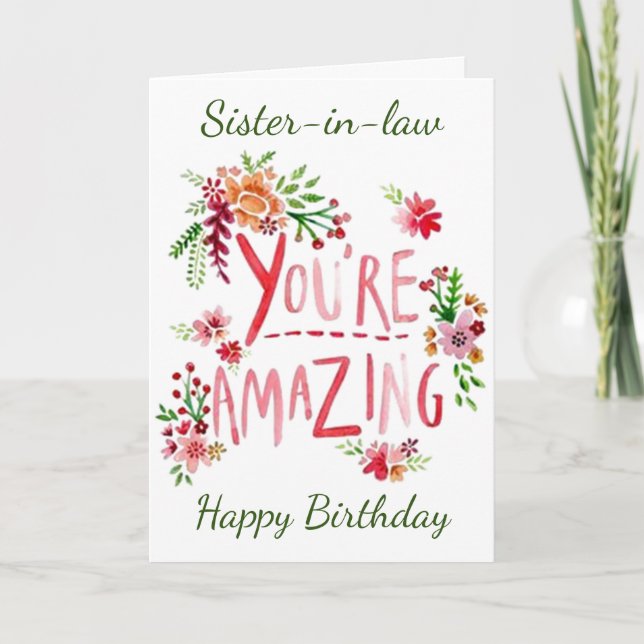 SOEUR EXTRAORDINAIRE SUR VOTRE CARTE D'ANNIVERSAIR (Devant)