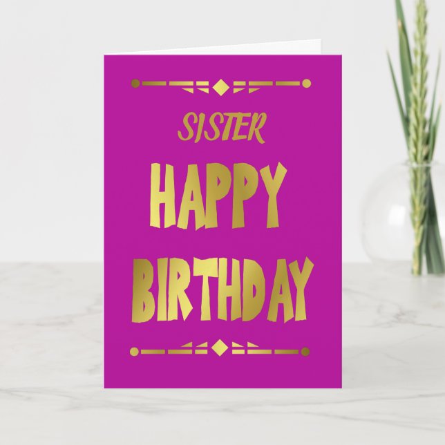 Soeur Joyeux Anniversaire Moderne Carte de Typogra (Devant)