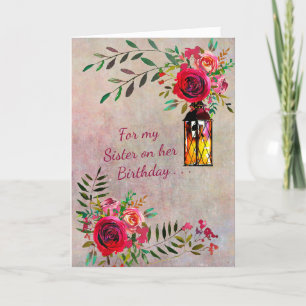 SOEUR STUNNING FLORALE CARTE D'ANNIVERSAIRE