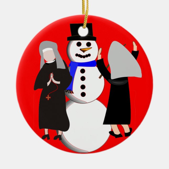 Soeurs catholiques et ornement de Noël de Snowman (Devant)
