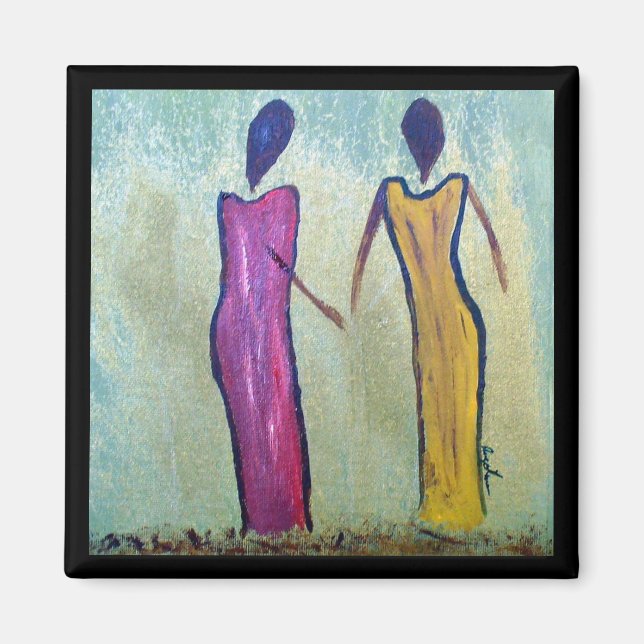 Soeurs - Magnet d'art pour femmes africaines (Devant)