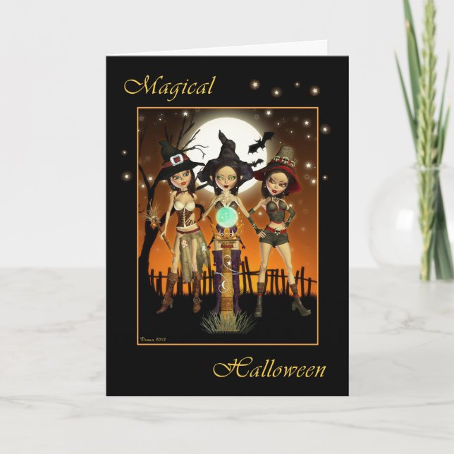 Soeurs Trois Sorcières Magique Carte Halloween (Devant)