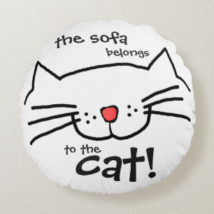 Sofa belongs to the cat  - white round pillow