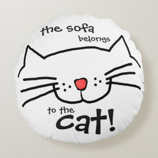 Sofa belongs to the cat  - white round pillow