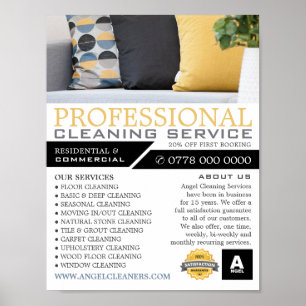 Sofa Cushions, Cleaning Service Advertising Poster