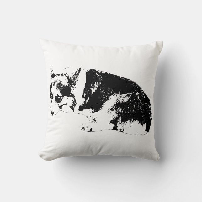 Sofa Ink, Gentle Corgi Throw Pillow (Front)