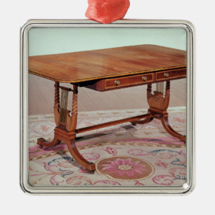 Sofa table with harp legs by Thomas Metal Ornament