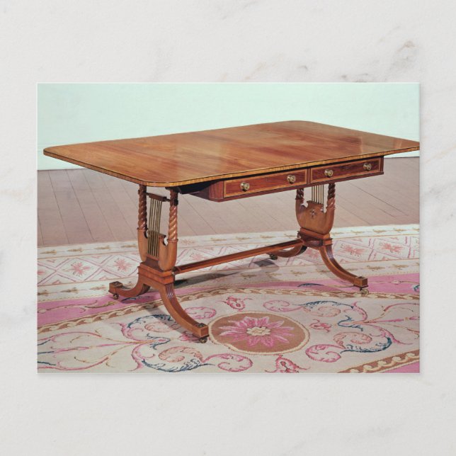 Sofa table with harp legs by Thomas Postcard (Front)