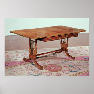 Sofa table with harp legs by Thomas Poster