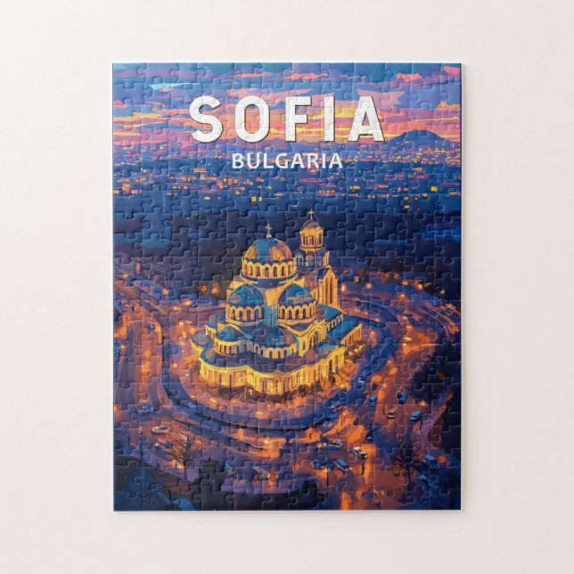 Sofia Bulgaria Illustration Travel Art Vintage Jigsaw Puzzle (Vertical)